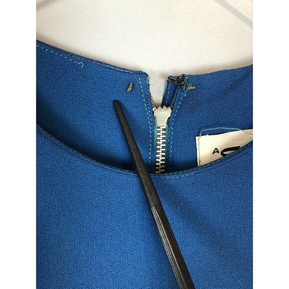 Vtg Mid Century Topaz Original Blue Crepe Dress Silk Rosettes Small 1950s/60s - Picture 5 of 9